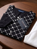 Women’s Elegant Georgette Printed Top – Black & White 3/4 Sleeve Casual Tunic
