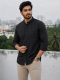 Men's White Self-Design Pure Cotton Straight Kurta | Mandarin Collar | Full Sleev
