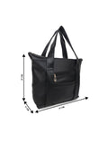 Women’s Black PU Leather Tote Handbag | Stylish Spacious Shoulder & Carry Bag with Multiple Pockets