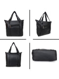 Women’s Black PU Leather Tote Handbag | Stylish Spacious Shoulder & Carry Bag with Multiple Pockets