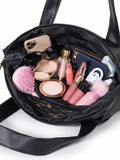 Women’s Black PU Leather Tote Handbag | Stylish Spacious Shoulder & Carry Bag with Multiple Pockets