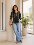 Women’s Rayon Embroidered Peplum Top –Ethnic Casual Wear with 3/4 Sleeves