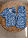 Women’s Linen Printed Co-Ord Set with Short Sleeve Top & Wide-Leg Pants