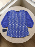 Women’s Blue Pure Cotton Embroidered Kurti with 3/4 Sleeves