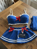 Women’s  Bow-Detail Lingerie Set with Ruffle Trim and Mini Skirt