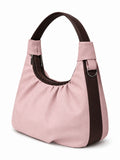 Women’s Stylish PU Leather Hobo Shoulder Bag with Comfortable Handle – Light Pink & Brown