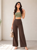 Women's Cotton Fabric High-Waist Wide Leg Palazzo Pants