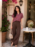 Women's Cotton Fabric High-Waist Wide Leg Palazzo Pants