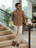 Men's White Self-Design Pure Cotton Straight Kurta | Mandarin Collar | Full Sleev