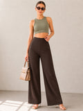 Women's Cotton Fabric High-Waist Wide Leg Palazzo Pants
