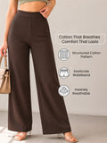 Women's Cotton Fabric High-Waist Wide Leg Palazzo Pants