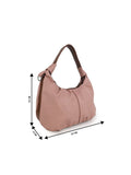 Women’s Stylish PU Leather Hobo Shoulder Bag with Comfortable Handle – Light Pink & Brown