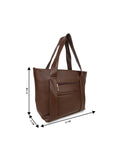 Women’s Brown PU Leather Tote Handbag | Spacious Shoulder & Carry Bag with Multiple Pockets