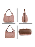 Women’s Stylish PU Leather Hobo Shoulder Bag with Comfortable Handle – Light Pink & Brown