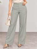 Women’s Light Grey Cotton Twill High-Waist Wide-Leg Trousers