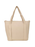 Women’s Cream PU Leather Tote Handbag | Stylish Spacious Shoulder & Carry Bag with Front Pocket
