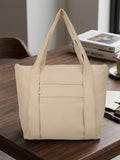 Women’s Cream PU Leather Tote Handbag | Stylish Spacious Shoulder & Carry Bag with Front Pocket