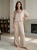Women’s Beige Linen Lounge Co-ord Set | Relaxed Fit Nightwear & Casual Wear