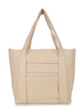 Women’s Cream PU Leather Tote Handbag | Stylish Spacious Shoulder & Carry Bag with Front Pocket