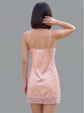 Women's Satin Lace Trim Slip Nightdress – Elegant Sleeveless Sleepwear Chemise