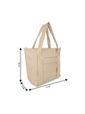 Women’s Cream PU Leather Tote Handbag | Stylish Spacious Shoulder & Carry Bag with Front Pocket