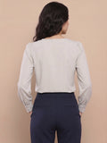 Women’s Crepe Formal Top | Elegant V-Neck Office Wear Blouse