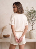 Vida Loca Cream Two Piece Set, Loungewear Set T-shirt & Shorts, Short Sleeve Women And Girls