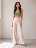 Women's Cotton Fabric High-Waist Wide Leg Palazzo Pants