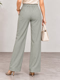 Women’s Light Grey Cotton Twill High-Waist Wide-Leg Trousers