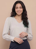 Women’s Crepe Formal Top | Elegant V-Neck Office Wear Blouse