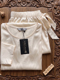 Vida Loca Cream Two Piece Set, Loungewear Set T-shirt & Shorts, Short Sleeve Women And Girls