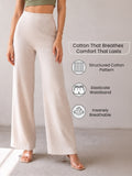 Women's Cotton Fabric High-Waist Wide Leg Palazzo Pants