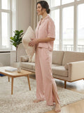 Women’s Blush Pink Linen Lounge Co-ord Set | Soft Relaxed Nightwear & Casual Wear