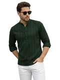 100% Cotton Green Mens Strip Full Sleeve Kurta