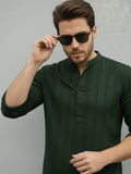 100% Cotton Green Mens Strip Full Sleeve Kurta