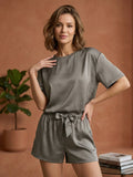 Vida Loca Grey Two Piece Set, Loungewear Set T-shirt & Shorts, Short Sleeve Women And Girls