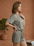 Vida Loca Grey Two Piece Set, Loungewear Set T-shirt & Shorts, Short Sleeve Women And Girls