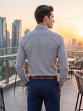 Men’s Pure Cotton Herringbone Textured Formal Shirt – Regular fit, Full Sleeves, Dark Grey