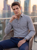 Men’s Pure Cotton Herringbone Textured Formal Shirt – Regular fit, Full Sleeves, Dark Grey