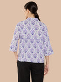 Women’s Pure Cotton Printed Collared Top | 3/4 Sleeve Floral Print Casual & Office Wear Shirt