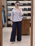 Women’s Pure Cotton Printed Collared Top | 3/4 Sleeve Floral Print Casual & Office Wear Shirt