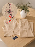 Women’s Beige Linen Co-Ord Set with Sleeveless V-Neck Top & Wide-Leg Pants