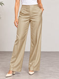 Women’s Beige Cotton Twill Wide-Leg Trousers