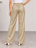 Women’s Beige Cotton Twill Wide-Leg Trousers