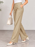 Women’s Beige Cotton Twill Wide-Leg Trousers