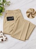Women’s Beige Cotton Twill Wide-Leg Trousers