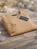 Women’s Gold Rayon 3/4 Sleeve Button-Detail Top