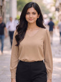 Women’s Crepe Formal Top | Elegant V-Neck Office Wear Blouse