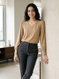 Women’s Crepe Formal Top | Elegant V-Neck Office Wear Blouse