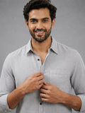 Men's White Self-Design Pure Cotton Straight Kurta | Mandarin Collar | Full Sleev